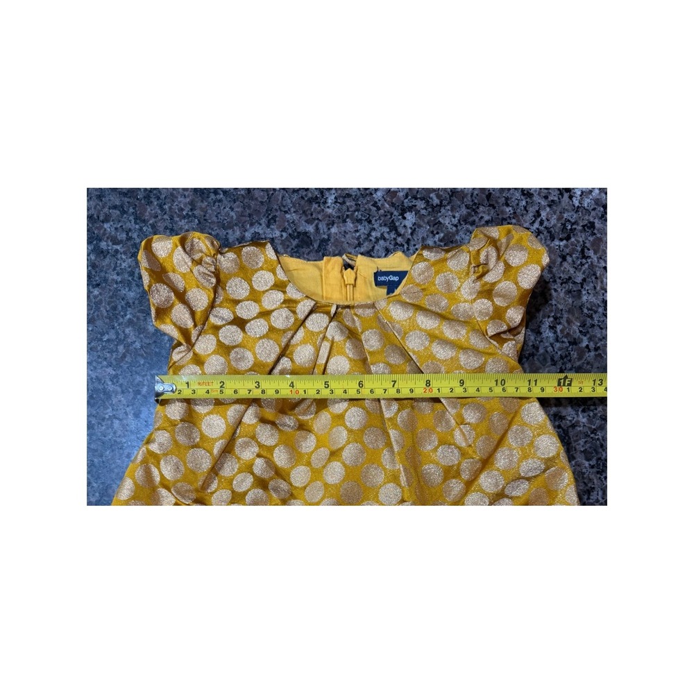 BabyGap Toddler Girl Gold Metallic Polka Dot Party Dress‎ Yellow 12-18 Months - Picture 5 of 5